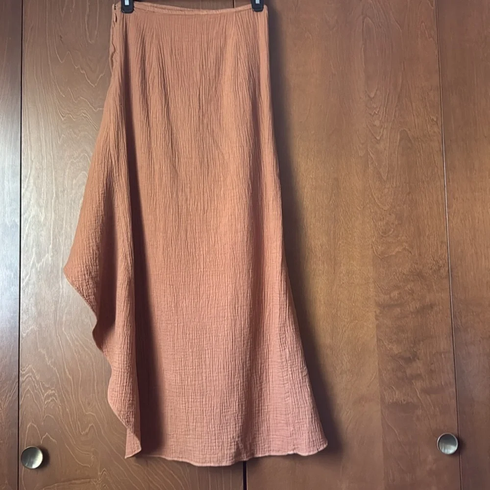 Free People High Waisted Gauze Side Rouched Skirt Store Sample Sz 2 in Ginger